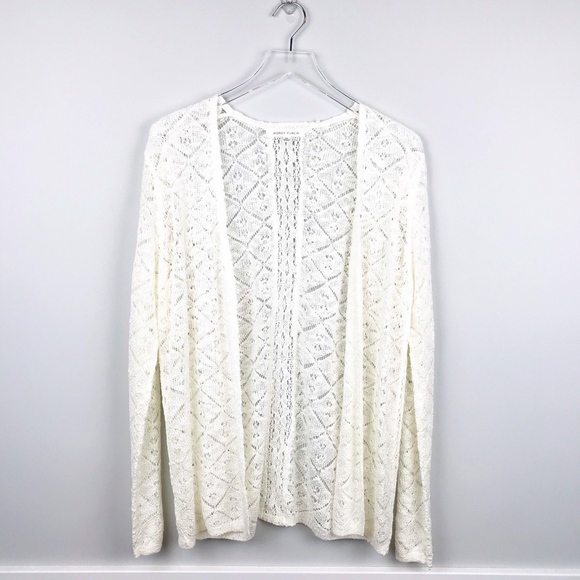 Honey Punch Sweaters - Honey Punch Open Front Crochet Cardigan Sweater